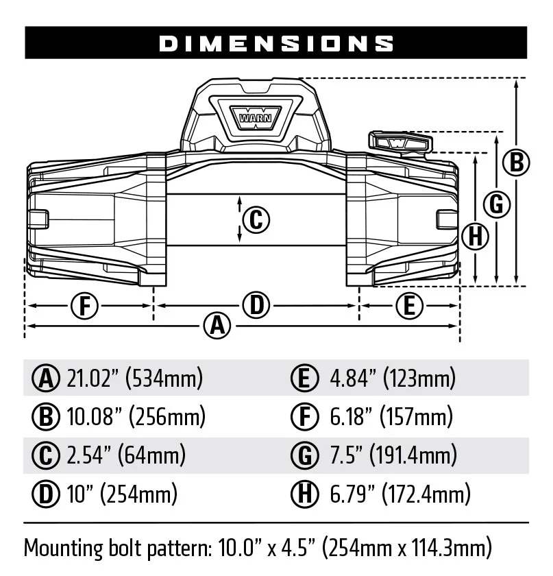 Warn winch VR EVO 8 Steel cable 8000LBS