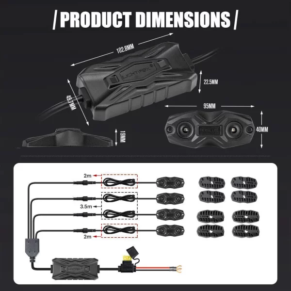 LIGHTFOX RGBW LED Rock Lights - 4 Pack