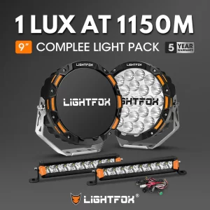 Lightfox OSRAM 9inch LED Driving Lights + 8inch LED Light Pods + Wiring Kit